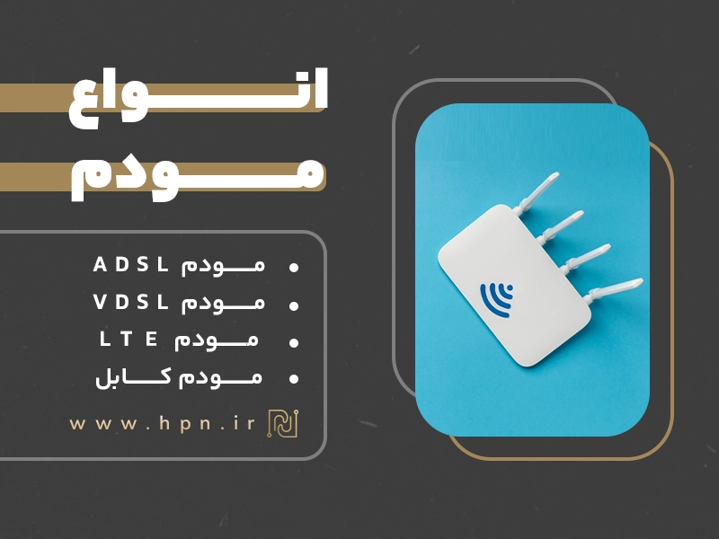 از انواع مودم میتوان به ADSL، VDSL، LTE و مودم کابل اشاره کرد.