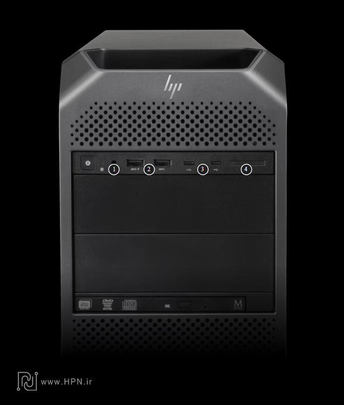 پورت‌های جلویی ورک استیشن HP Z6 G5
