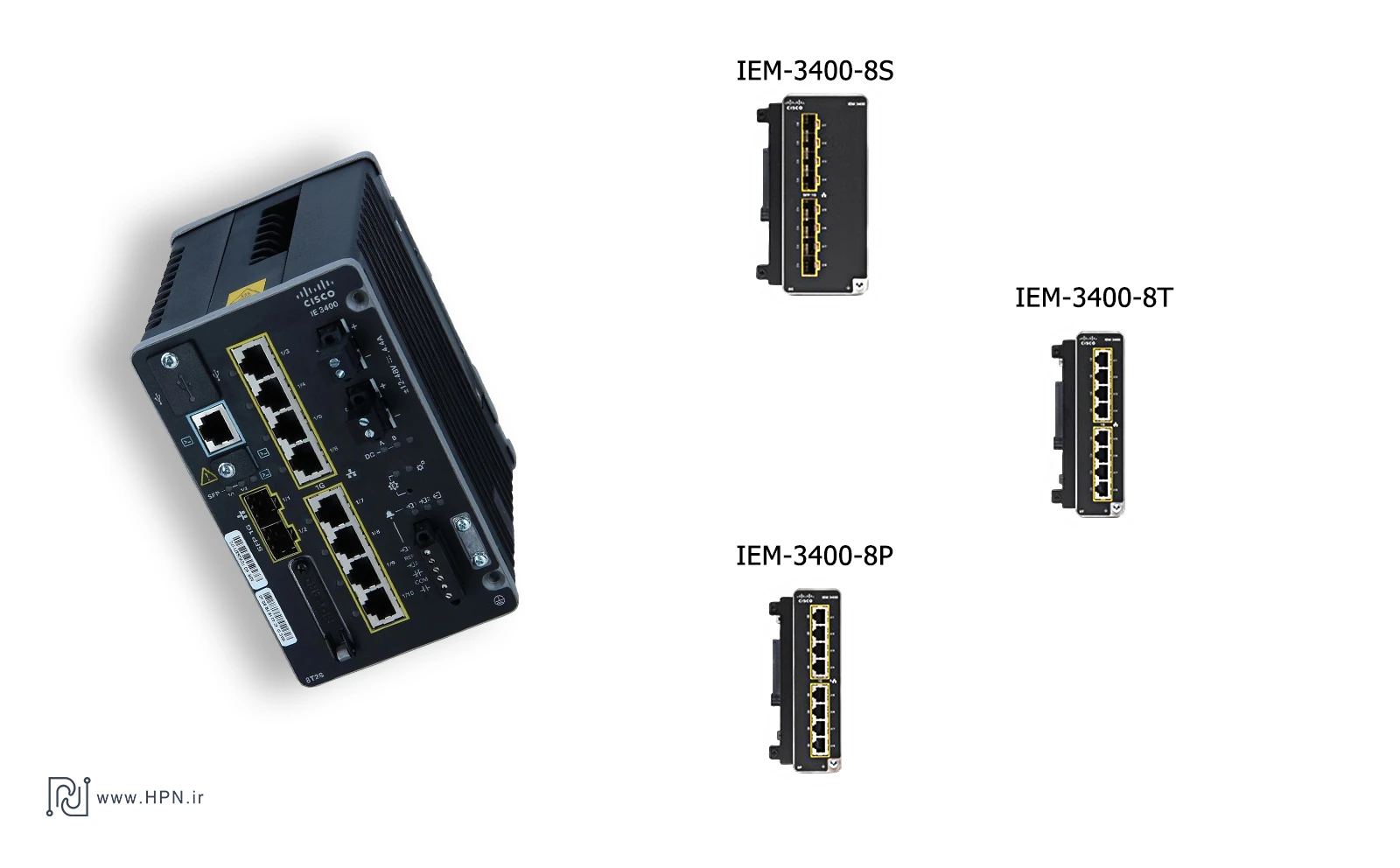 خرید سوئیچ شبکه صنعتی سیسکو IE-3400-8T2S-E