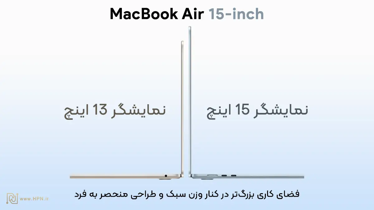 مقایسه مک بوک ایر 15 اینچ M4 با نسخه 13 اینچ